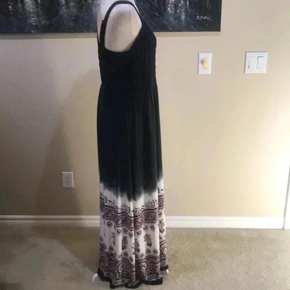 Lane Bryant Adjustable Top Maxi Dress Navy Cream Paisley Design Hem w/Pockets - Picture 3 of 10